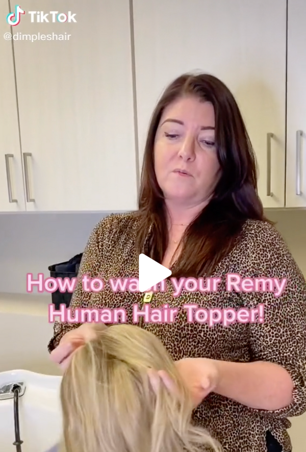 How to Wash your Dimples Remy Human Hair Topper, the stylist way, in a salon.
