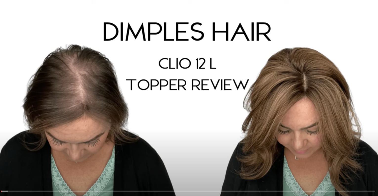 Lacie reviews our Clio 12 L Topper, It's hair colors, hair density, hair styling and how its perfect for thinning hair or hairloss